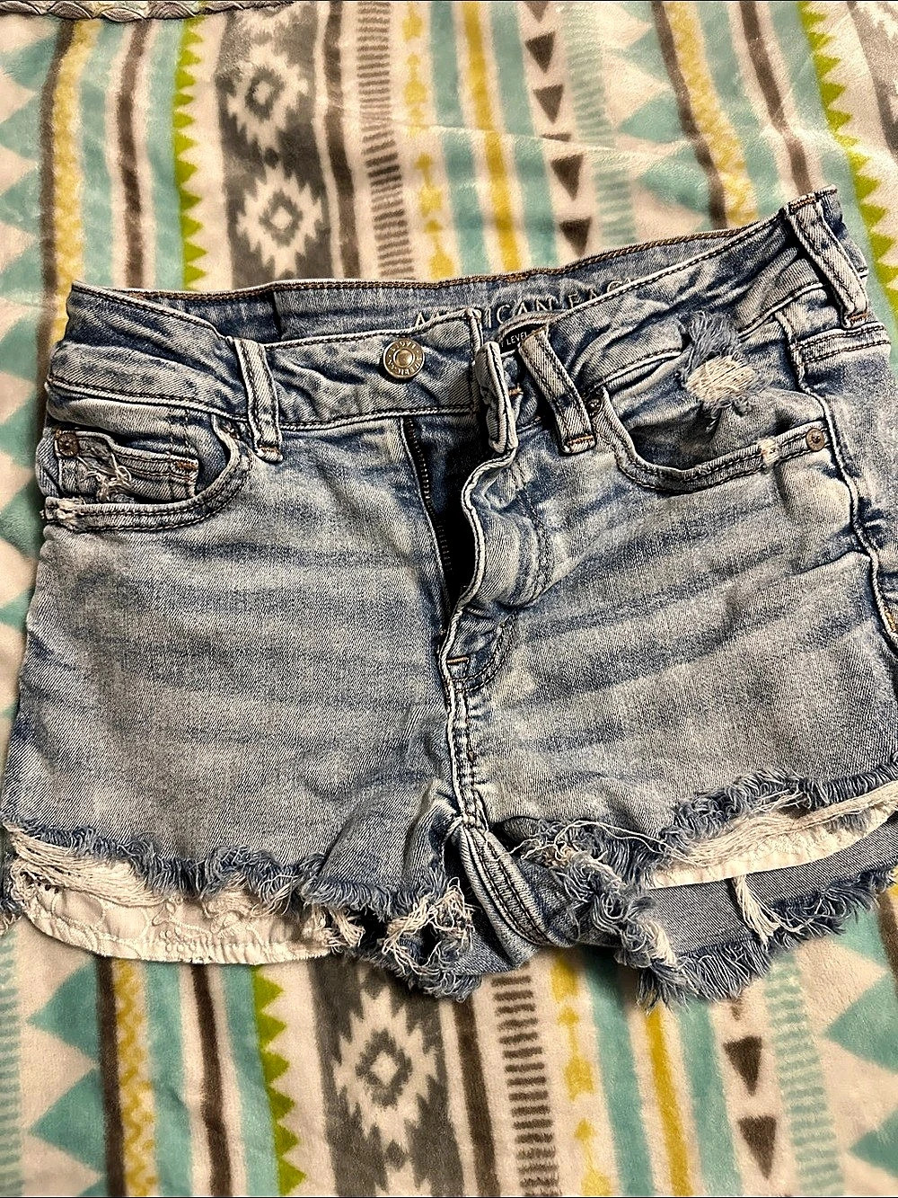 American Eagle Outfitters AE Next Level Stretch Distressed Denim Shorts with